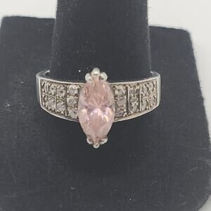 Sterling 925 Silver Pink Marquise Solitaire CZ Ring Size 9.75 6g Nickel Free
